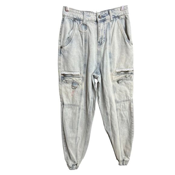 Hot Topic Jeans Women’s Sz S Denim Joggers 90s Light Wash Stretch Street Y2K - Picture 1 of 16
